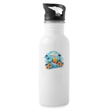Comes Sun Beach 2023 Tropical Hello Summer - Water bottle with straw - white - Right