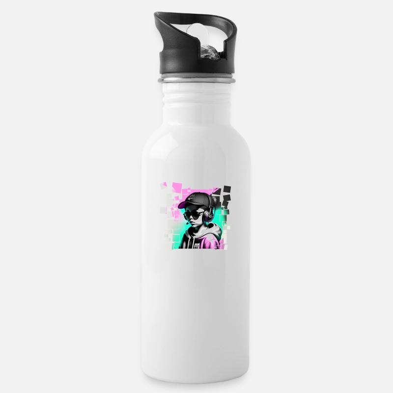 Madchen - Trinkflasche mit integriertem Trinkhalm - Weiß
