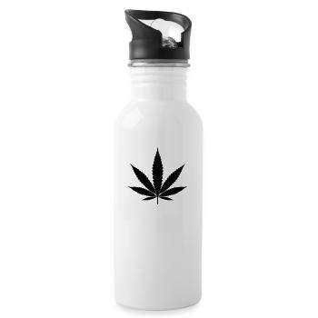 Marijuana Leaf - Water bottle with straw - white - Right