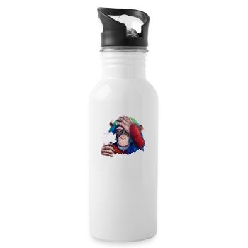 Monkey Loves Nature - Graffiti - Trinkflasche mit integriertem Trinkhalm - Weiß - Rechts