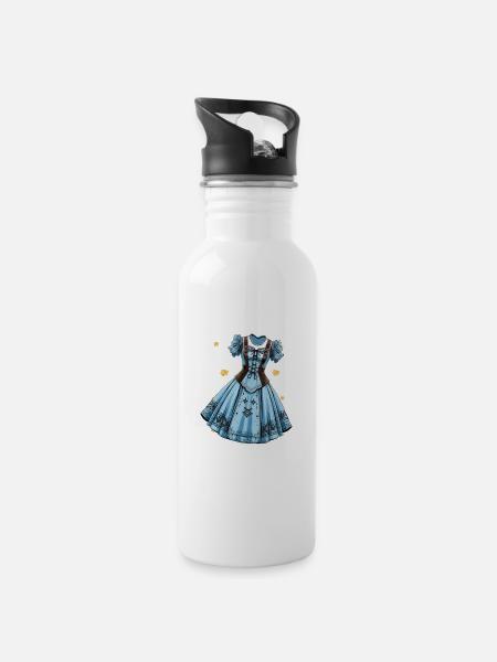 Dirndl Ersatz - Trinkflasche mit integriertem Trinkhalm - Weiß