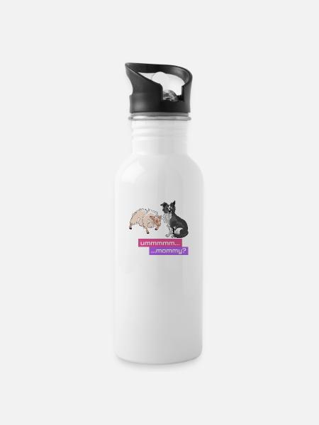 Sheep herd mom - Water bottle with straw - white