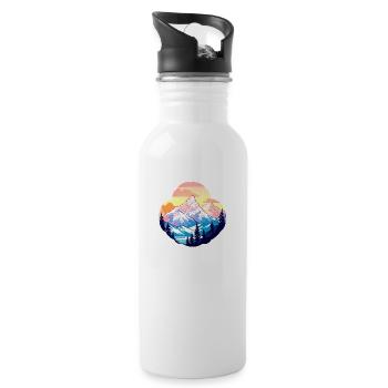 Hiking Mountains Alps - Water bottle with straw - white - Right
