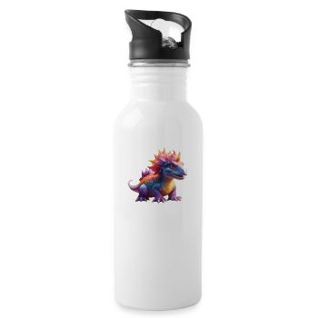 Dinosaurs, for individual text, design - Water bottle with straw - white - Right