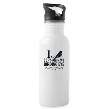 "j'espionne avec un œil d'oiseau" - Gourde avec paille intégrée - blanc - Droite