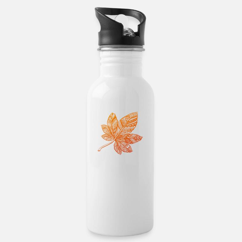 Blatt - Trinkflasche mit integriertem Trinkhalm - Weiß