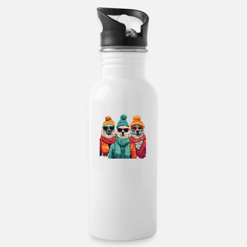 Ugly Christmas Sweater - Trinkflasche mit integriertem Trinkhalm - Weiß