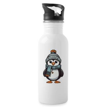 Penguin Comic Cute Winter - Water bottle with straw - white - Right