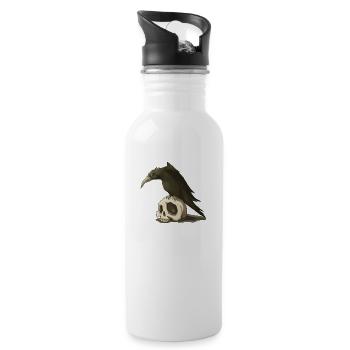 Crow and Skull - Water bottle with straw - white - Right