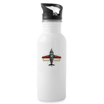 Flugzeug - Trinkflasche mit integriertem Trinkhalm - Weiß - Rechts