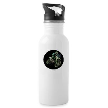 Motorcross Logo - Trinkflasche mit integriertem Trinkhalm - Weiß - Rechts