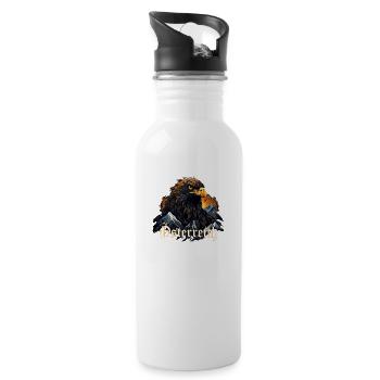 Österreich Design mit Adler & Berge Austria - Trinkflasche mit integriertem Trinkhalm - Weiß - Rechts