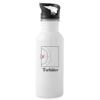 Handball - Torhüter - Trinkflasche mit integriertem Trinkhalm - Weiß - Rechts