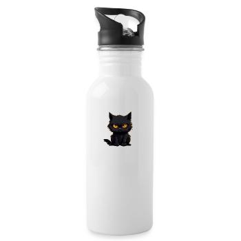 Schwarze Katze my little darling - Trinkflasche mit integriertem Trinkhalm - Weiß - Rechts
