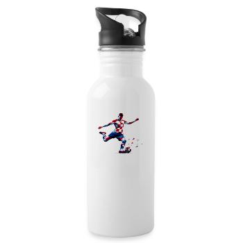 Fussball Kroatien - Trinkflasche mit integriertem Trinkhalm - Weiß - Rechts
