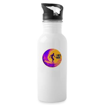 I Need Wave - Surfer - Water bottle with straw - white - Right
