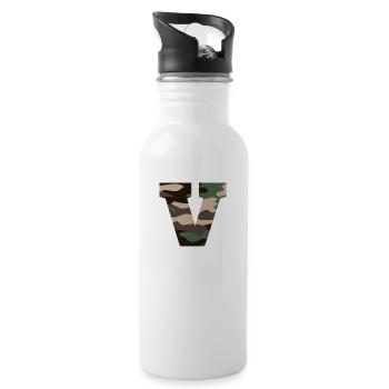 Buchstabe V Militärische Tarnung - Geschenkidee - Trinkflasche mit integriertem Trinkhalm - Weiß - Rechts