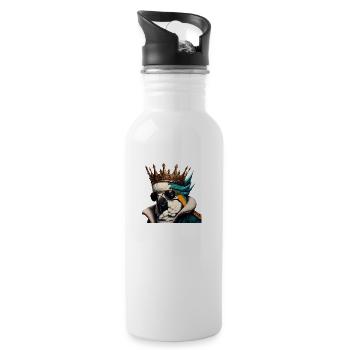König Kakadu - Trinkflasche mit integriertem Trinkhalm - Weiß - Rechts