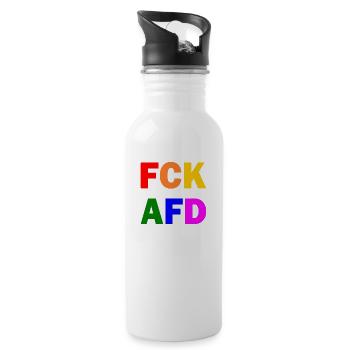 Fck afd - Trinkflasche mit integriertem Trinkhalm - Weiß - Rechts