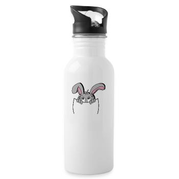 Lapin mignon dans poche, so cute! - Gourde avec paille intégrée - blanc - Droite