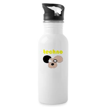 techno bär - Trinkflasche mit integriertem Trinkhalm - Weiß - Rechts