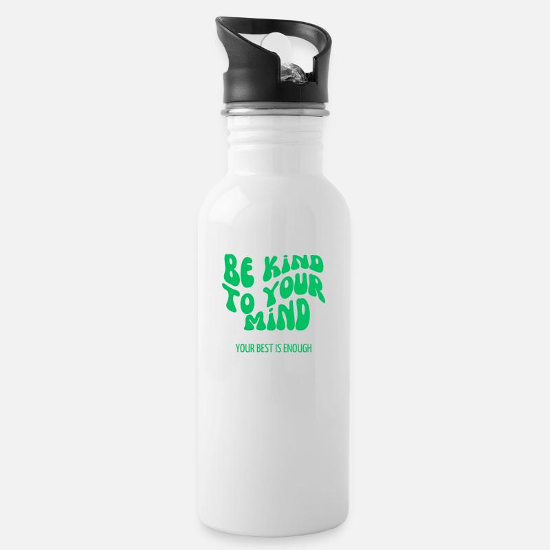 be kind - Trinkflasche mit integriertem Trinkhalm - Weiß