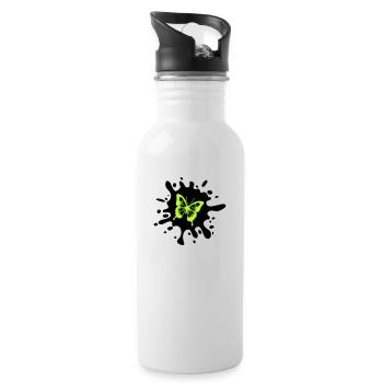 Butterfly Splashes of Color - Water bottle with straw - white - Right