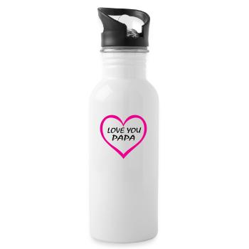 Ich liebe dich, Papa - Trinkflasche mit integriertem Trinkhalm - Weiß - Rechts