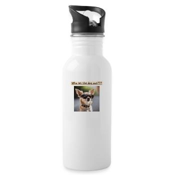 Chihuahua, Who let the dog out - Water bottle with straw - white - Right
