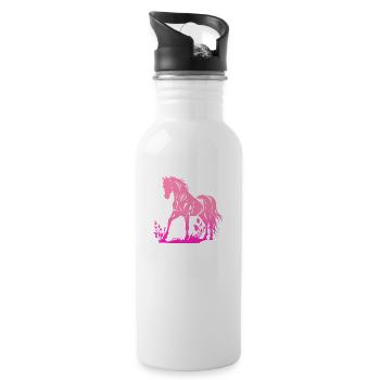 Cowboy Funny Cowboy Hat Wild Western Rodeo Texas - Water bottle with straw - white - Right