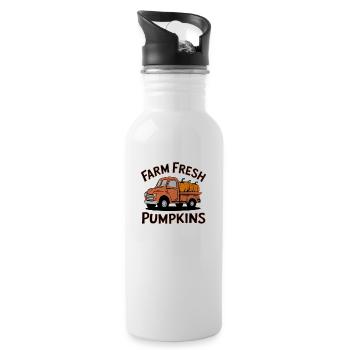 Farm Fresh Pumpkins - Kürbis Herbst Auto Vintage - Trinkflasche mit integriertem Trinkhalm - Weiß - Rechts