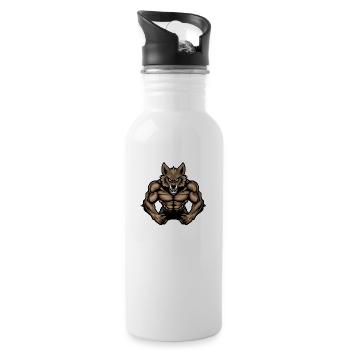 Wolf Werwolf - Trinkflasche mit integriertem Trinkhalm - Weiß - Rechts