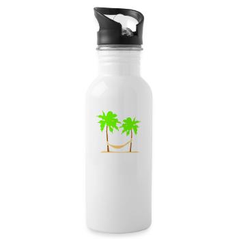 Hammock Under 2 Palm Trees Recreation Beach Sleeping - Water bottle with straw - white - Right