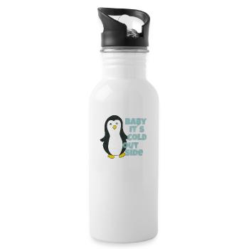 penguin baby its cold outside - Water bottle with straw - white - Right