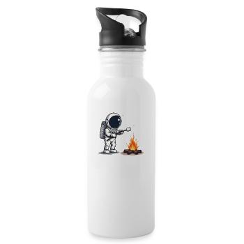 Astronaut roasting marshmallow at campfire - Water bottle with straw - white - Right