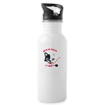Cat- glampurr - Trinkflasche mit integriertem Trinkhalm - Weiß - Rechts