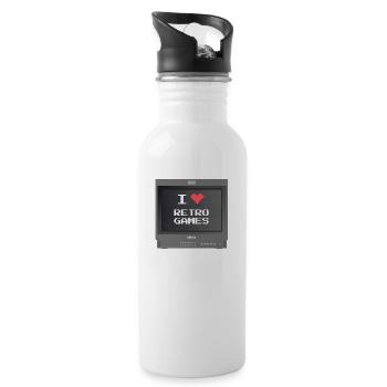 Retrogaming lover - Water bottle with straw - white - Right