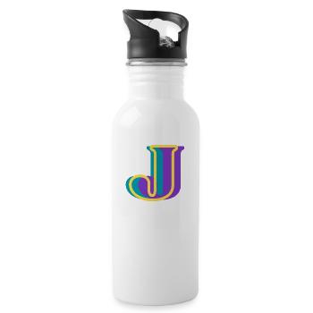 Multicolored letter j - Water bottle with straw - white - Right