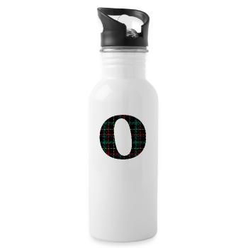 Monogramm o schottischer Tartan - Trinkflasche mit integriertem Trinkhalm - Weiß - Rechts