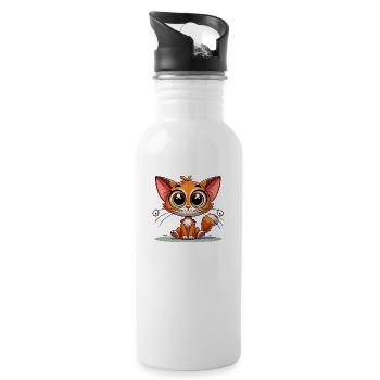 Cute cartoon kitten - Water bottle with straw - white - Right