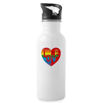 Herz - Trinkflasche mit integriertem Trinkhalm - Weiß - Rechts