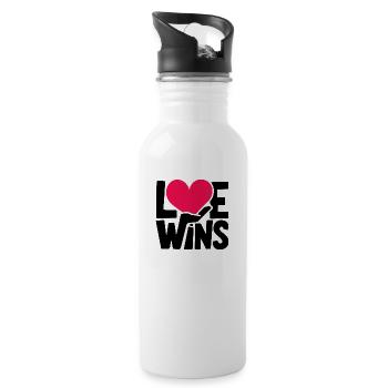 Love Wins - Water bottle with straw - white - Right