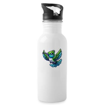 Colibri Oiseau - Gourde avec paille intégrée - blanc - Droite