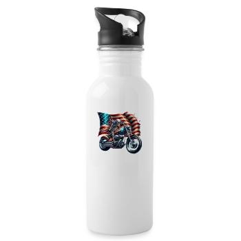 Motorrad,motorcycle,dirkbike motocross - Trinkflasche mit integriertem Trinkhalm - Weiß - Rechts