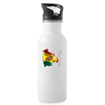 Bolivien Flagge in der Bolivien Landkarte EN - Trinkflasche mit integriertem Trinkhalm - Weiß - Rechts
