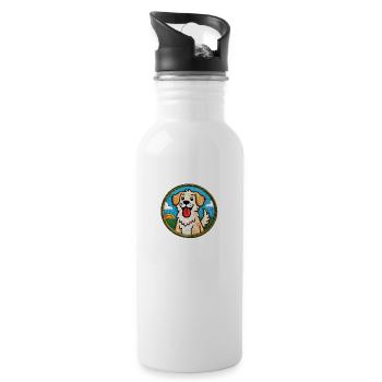 Niedlicher Hund - Trinkflasche mit integriertem Trinkhalm - Weiß - Rechts