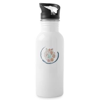 Minimalist Geometric Wolf – Earthy Tones Art - Water bottle with straw - white - Right