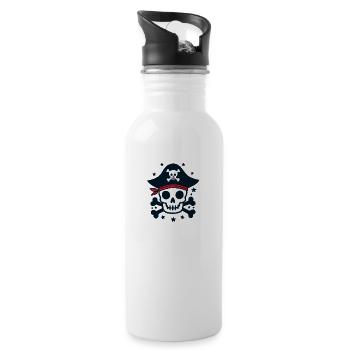 Pirate Skull and Crossbones - Water bottle with straw - white - Right
