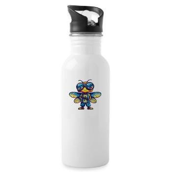 Libelle Lustig Sommer - Trinkflasche mit integriertem Trinkhalm - Weiß - Rechts
