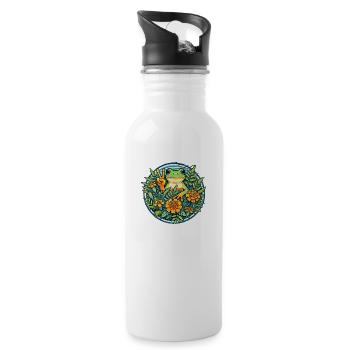 Peace Frog - Water bottle with straw - white - Right
